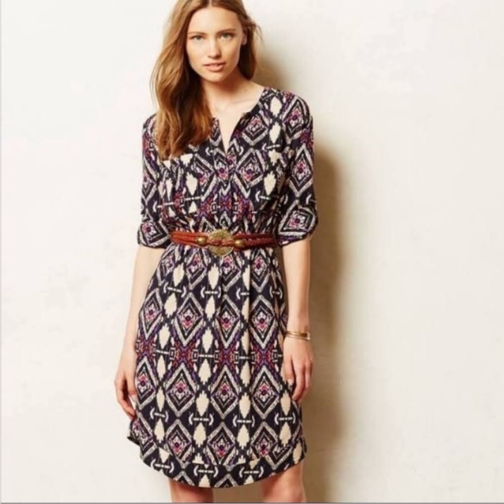 Anthropologie ikat shirt dress; size 4
